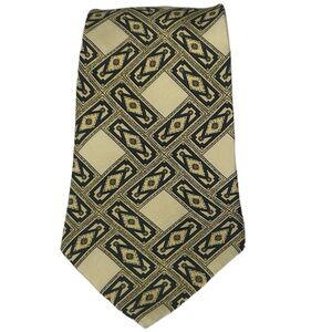 Zylos George Machado 100% Silk Made in U.S.A. Gold Black Geometric Mens Tie